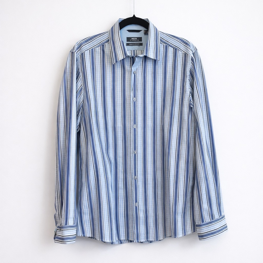 3/$25 MEXX Metropolitan Men’s Blue Striped Button-Down | Size M | Reg Fit Prep